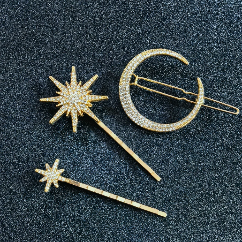 Crystal Star Hair Clip Pins For Bridal Women Girls Fashion Metal Hairpins Wedding Barrettes Bride Decorate Hair Accessories