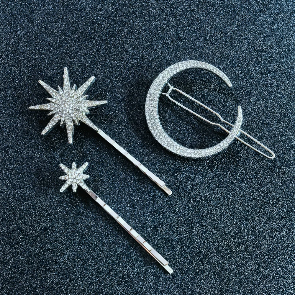 Crystal Star Hair Clip Pins For Bridal Women Girls Fashion Metal Hairpins Wedding Barrettes Bride Decorate Hair Accessories