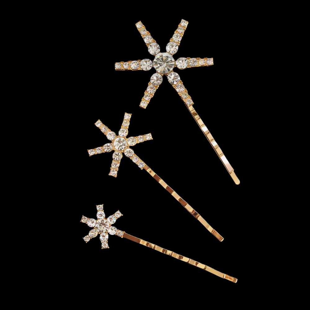 Crystal Star Hair Clip Pins For Bridal Women Girls Fashion Metal Hairpins Wedding Barrettes Bride Decorate Hair Accessories
