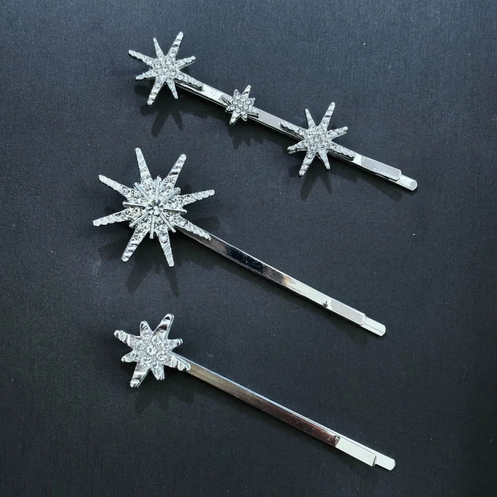 Crystal Star Hair Clip Pins For Bridal Women Girls Fashion Metal Hairpins Wedding Barrettes Bride Decorate Hair Accessories