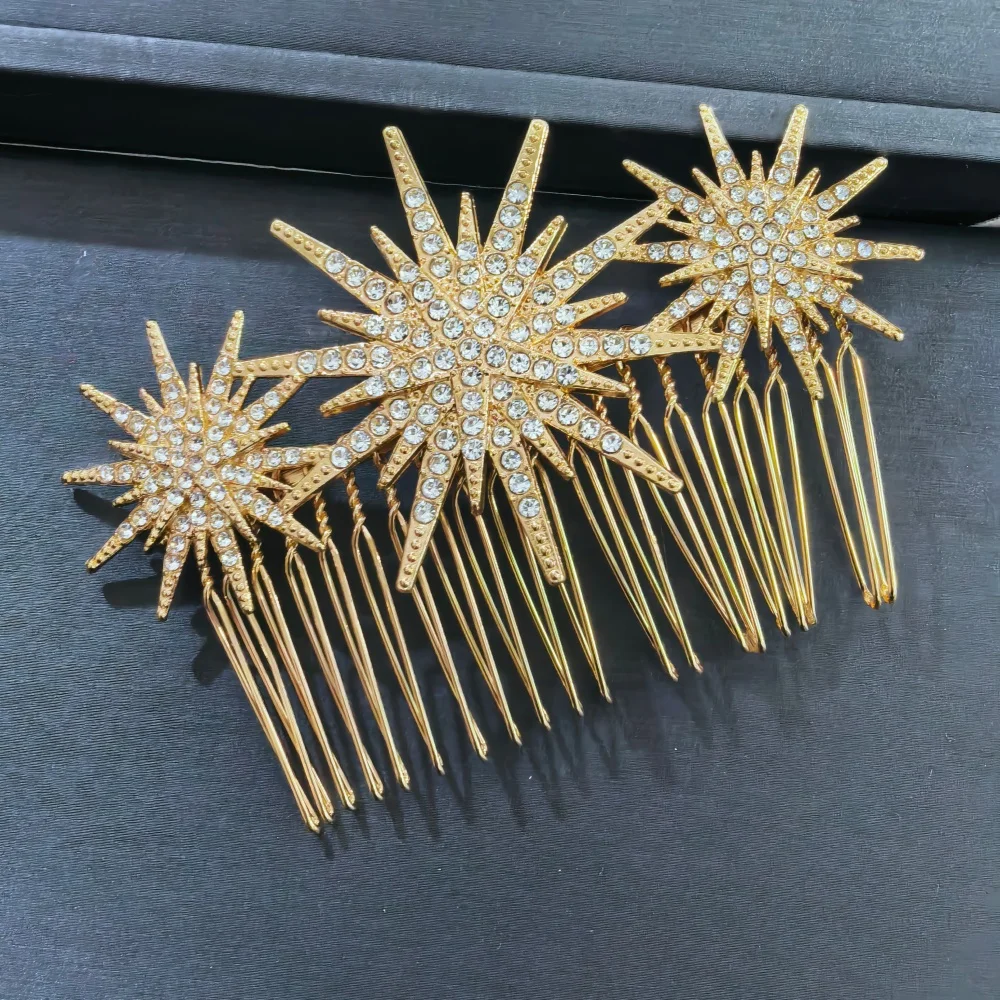 Crystal Star Hair Clip Pins For Bridal Women Girls Fashion Metal Hairpins Wedding Barrettes Bride Decorate Hair Accessories
