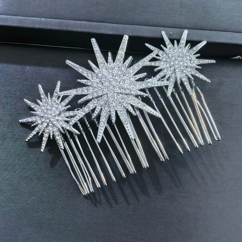 Crystal Star Hair Clip Pins For Bridal Women Girls Fashion Metal Hairpins Wedding Barrettes Bride Decorate Hair Accessories