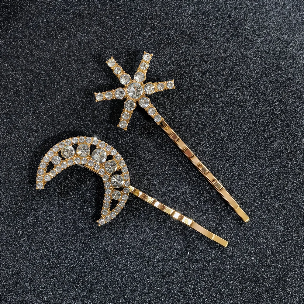 Crystal Star Hair Clip Pins For Bridal Women Girls Fashion Metal Hairpins Wedding Barrettes Bride Decorate Hair Accessories