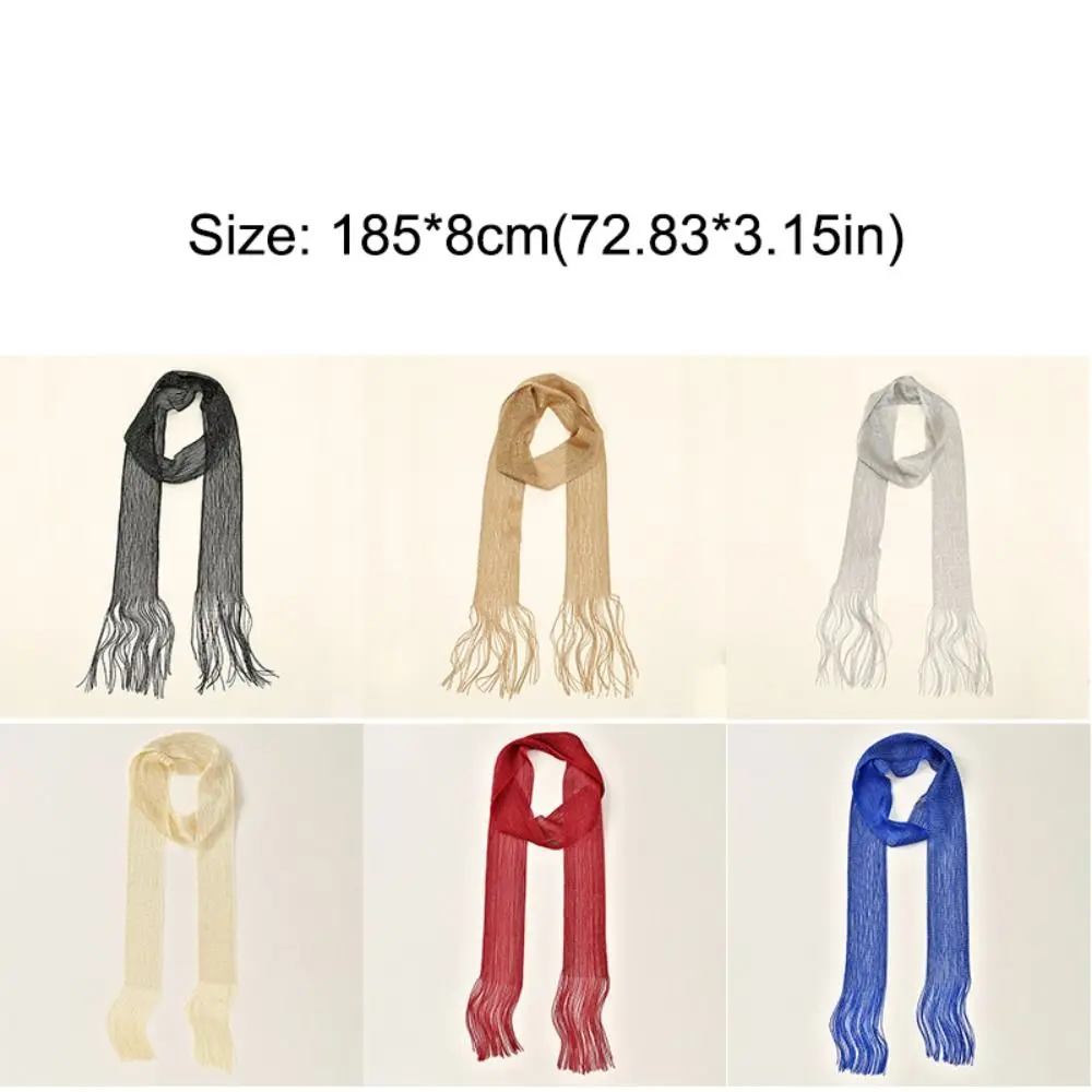 Fashion Thin Long Tassel Scarf Vintage Retro Scarf Headband Luxury Brand Designer Multi-purpose Neckwear Scarf