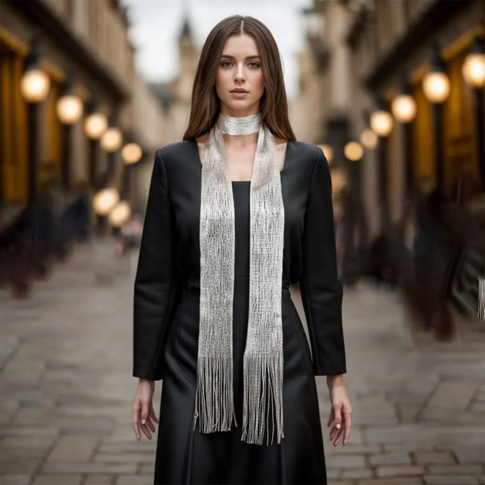 Fashion Thin Long Tassel Scarf Vintage Retro Scarf Headband Luxury Brand Designer Multi-purpose Neckwear Scarf