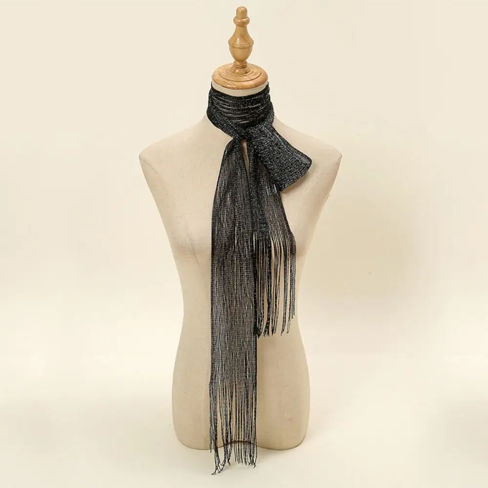 Fashion Thin Long Tassel Scarf Vintage Retro Scarf Headband Luxury Brand Designer Multi-purpose Neckwear Scarf