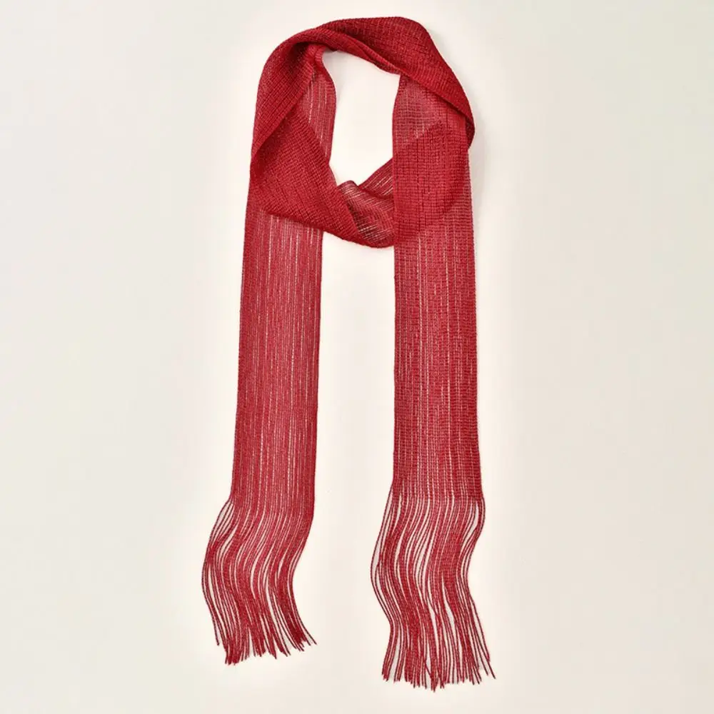 Fashion Thin Long Tassel Scarf Vintage Retro Scarf Headband Luxury Brand Designer Multi-purpose Neckwear Scarf