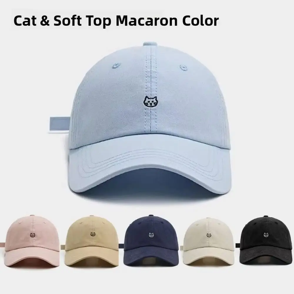 Fashion Embroidery Baseball Cap Cartoon Cat Breathable Sunshade Hat Adjustable Summer Cap