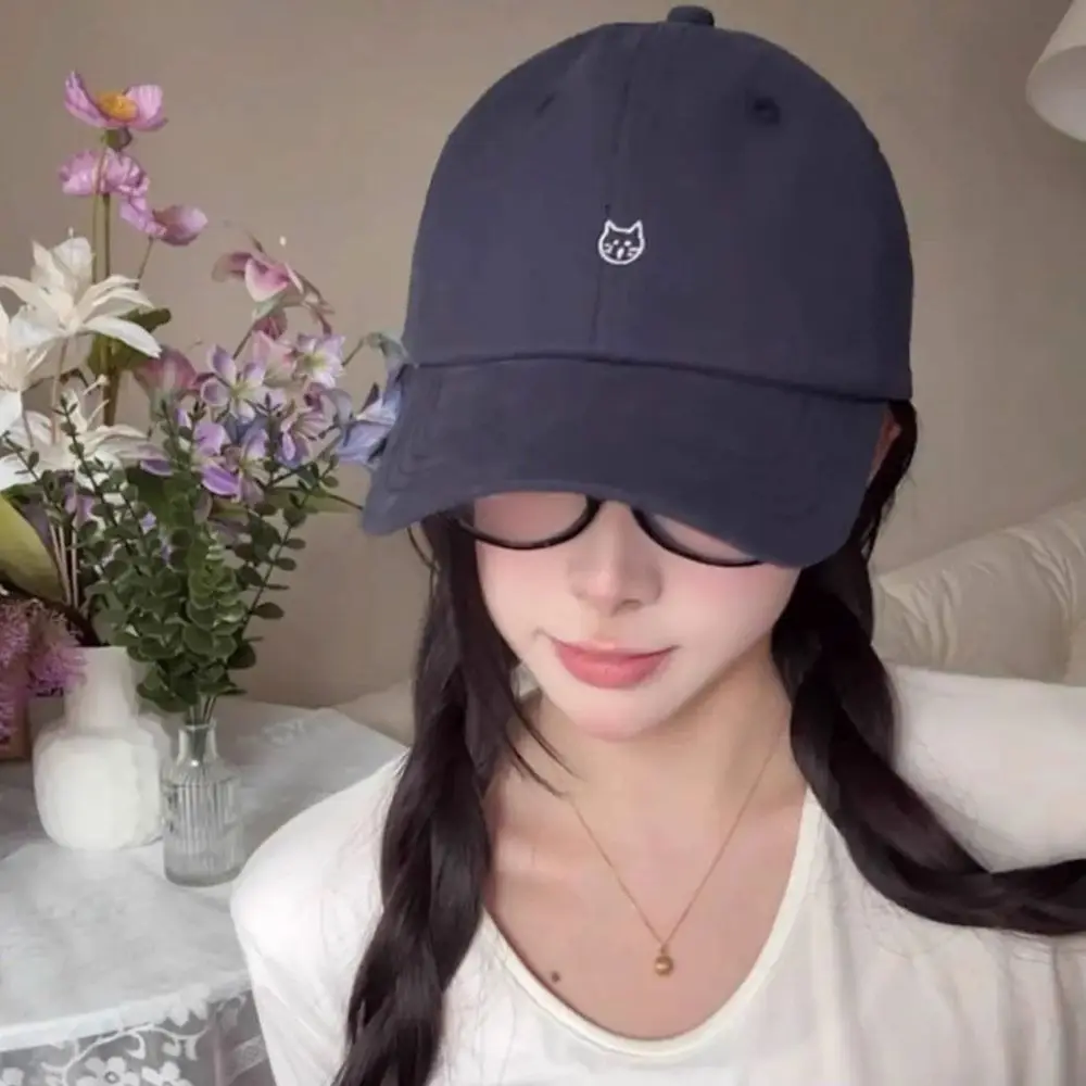 Fashion Embroidery Baseball Cap Cartoon Cat Breathable Sunshade Hat Adjustable Summer Cap