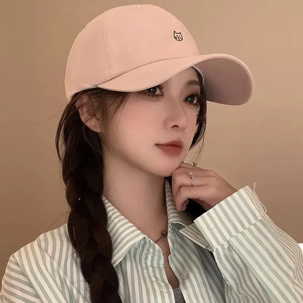 Fashion Embroidery Baseball Cap Cartoon Cat Breathable Sunshade Hat Adjustable Summer Cap