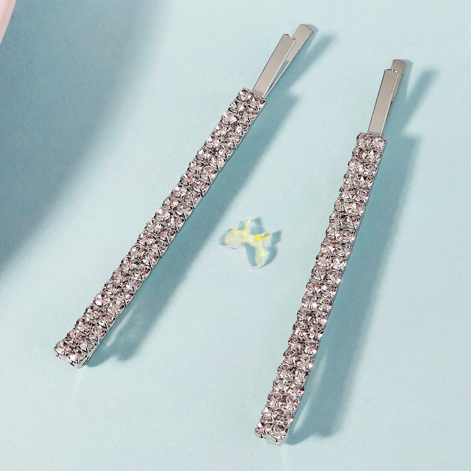 2pcs Metal Rhinestone Hair Clips For Wedding Party Simple Bridal Hairpins Fashion Alloy Bobby-Pin Set Marriage Diamond Barrettes