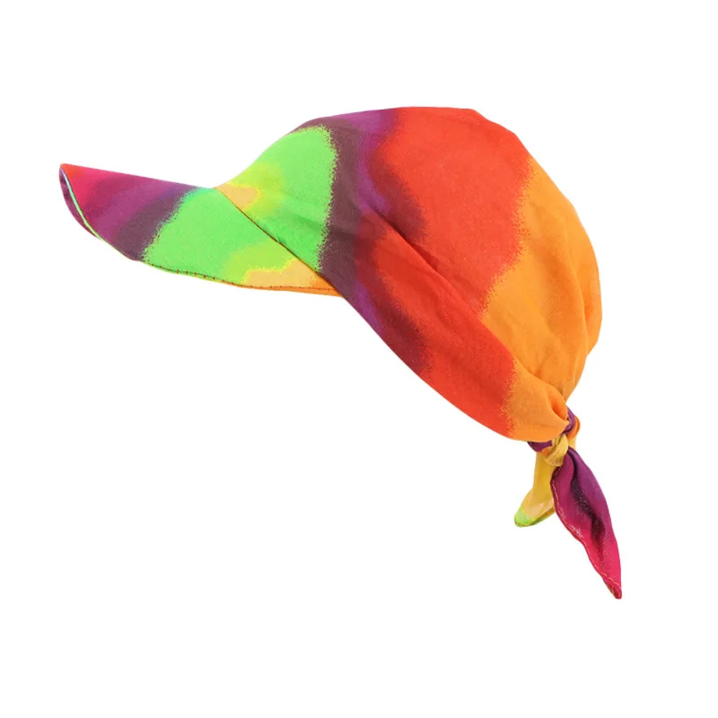 Womens Head Scarf Visor Hat With Printed Headband Wide Brim Sunhat Summer Beach Sun Hats UV Protection Female Baseball Cap