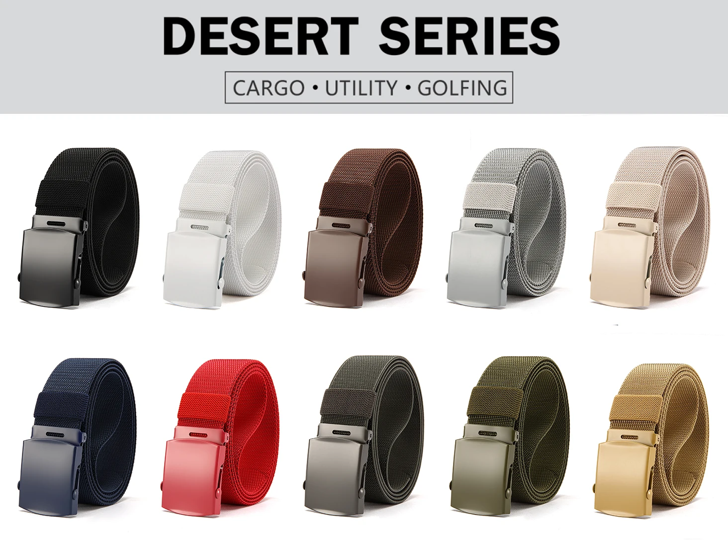New Golf Sports Elastic Belt Tactical Belt Metal Automatic Buckle Tough Stretch Nylon Men Military Belt 125CM