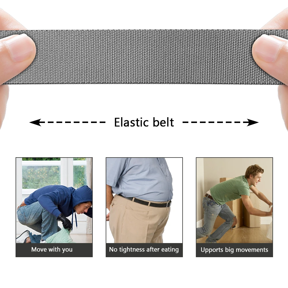 New Golf Sports Elastic Belt Tactical Belt Metal Automatic Buckle Tough Stretch Nylon Men Military Belt 125CM