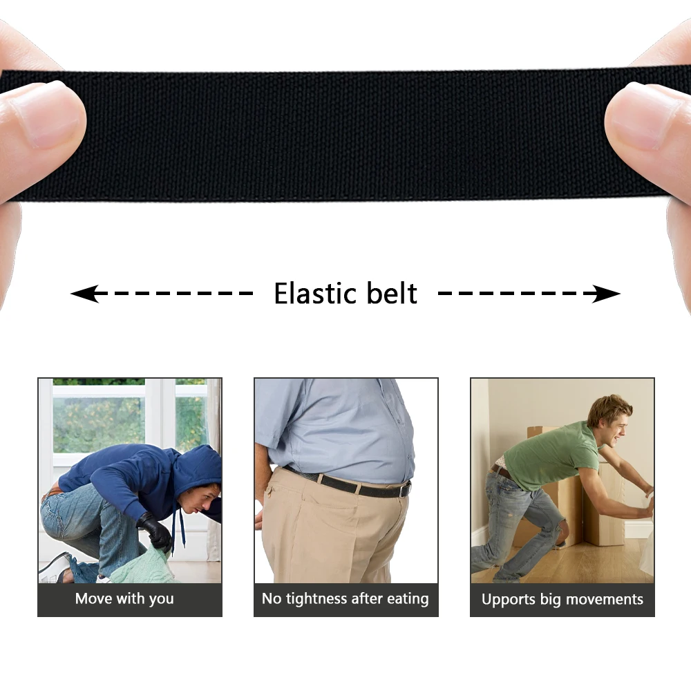 New Golf Sports Elastic Belt Tactical Belt Metal Automatic Buckle Tough Stretch Nylon Men Military Belt 125CM