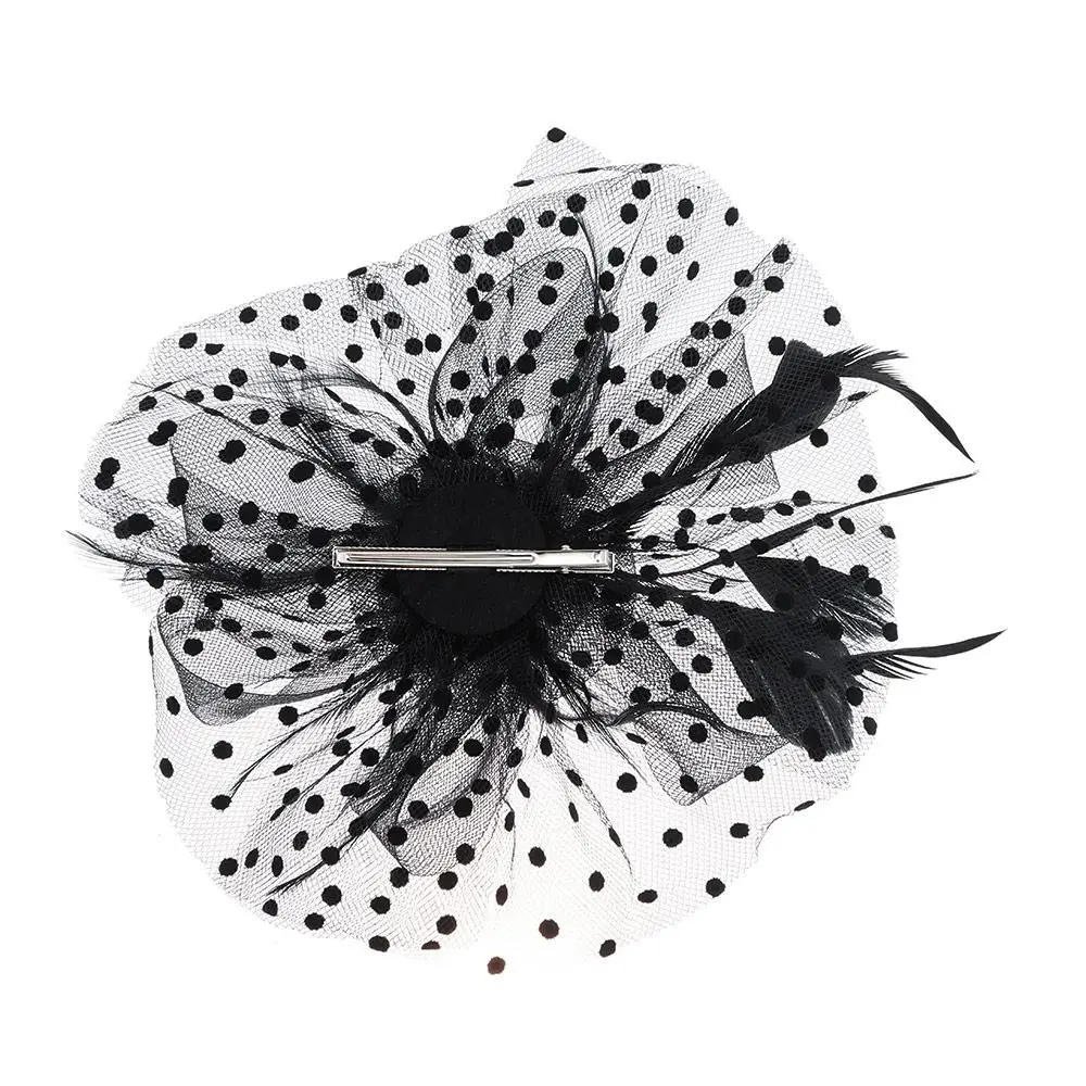 Women Girls Wedding Hair Fascinators Mesh Flower Fascinator Hat Feathers Hair Clip Alice Headband Clip Tea Party Headband