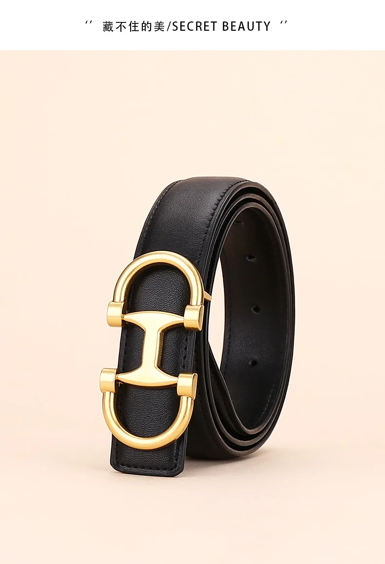 Fashionable Women's Versatile Decoration Jeans with Cowhide Belt; Ladies' High-End Business Fashion in Stock.
