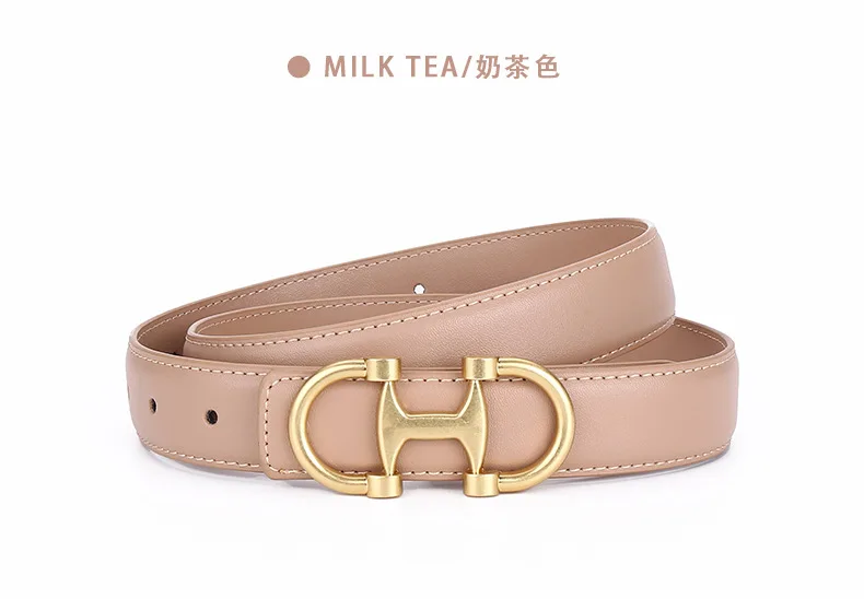 Fashionable Women's Versatile Decoration Jeans with Cowhide Belt; Ladies' High-End Business Fashion in Stock.