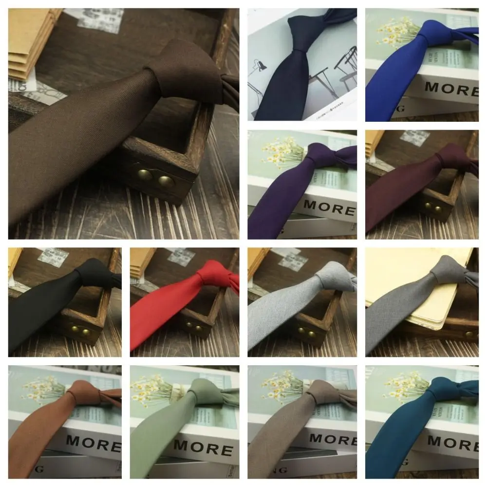 Solid Color Neck Tie Adjustable Cotton Elegant Men's Necktie Retro Color Apparel Accessories Business Suit Accessories