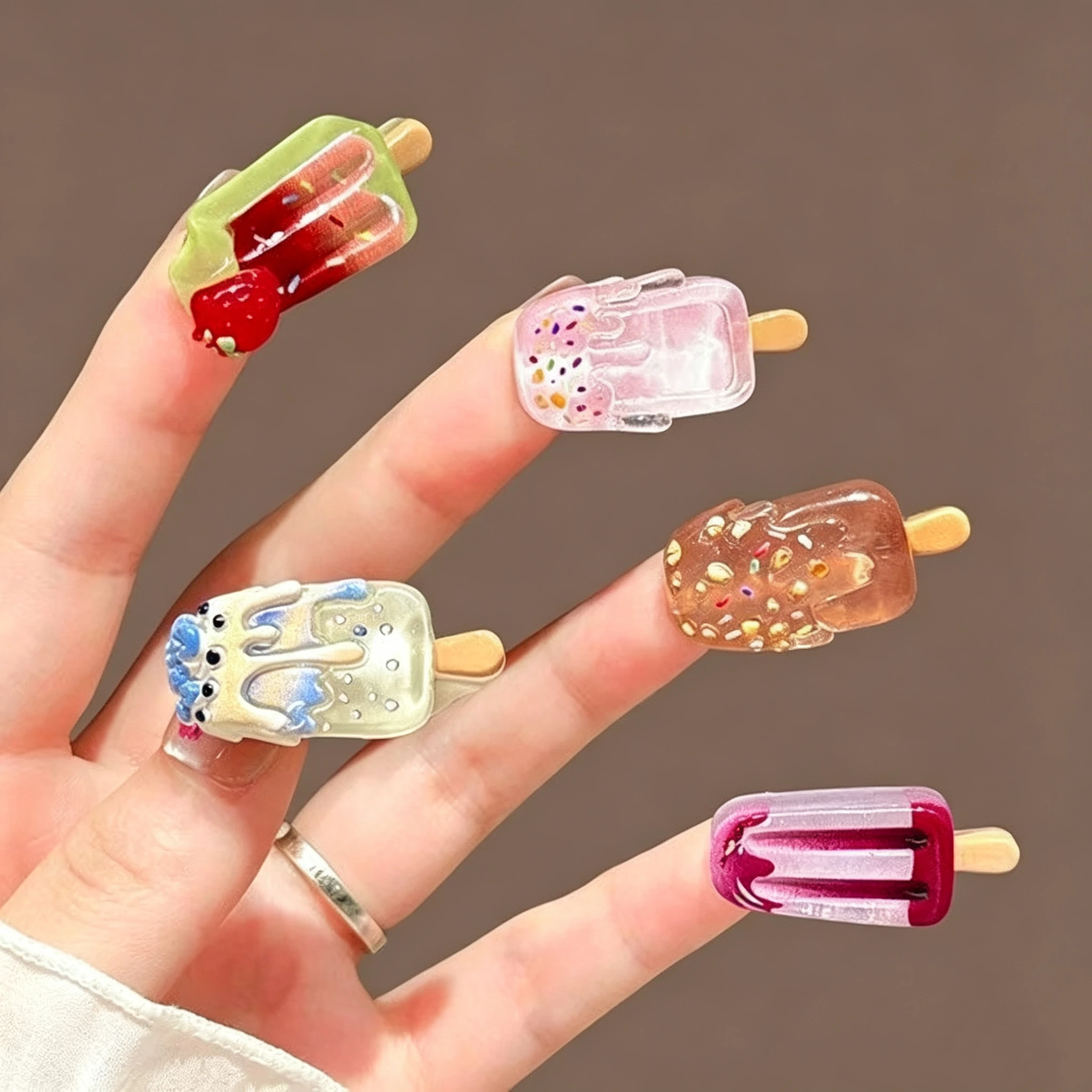 5Pcs Cute Popsicle Ice Cream Hair Clips Colorful Mini Kawaii Barrettes for Women Girls Kids Daily Party Hair Accessories Gift
