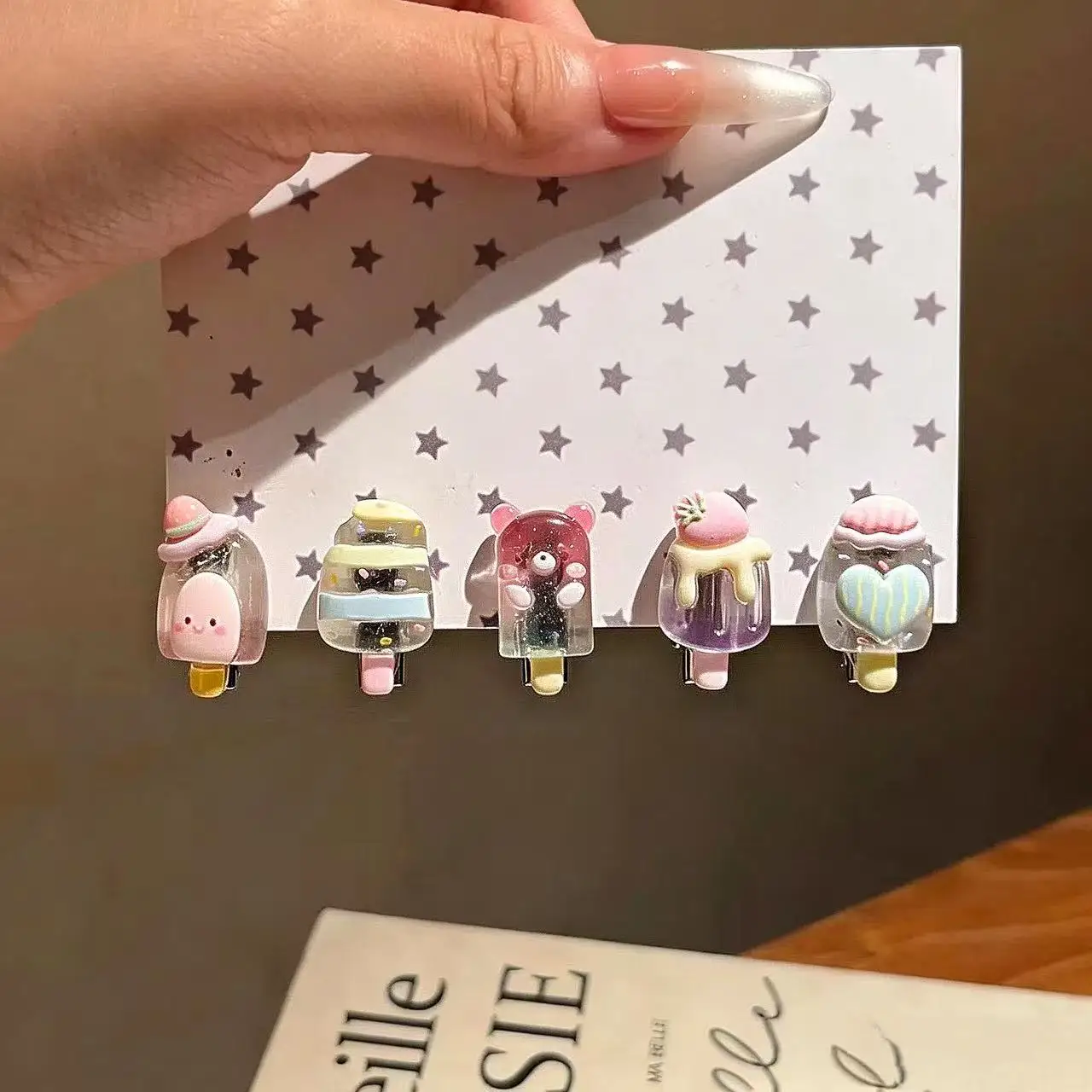 5Pcs Cute Popsicle Ice Cream Hair Clips Colorful Mini Kawaii Barrettes for Women Girls Kids Daily Party Hair Accessories Gift