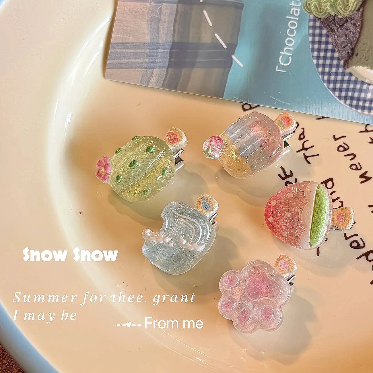 5Pcs Cute Popsicle Ice Cream Hair Clips Colorful Mini Kawaii Barrettes for Women Girls Kids Daily Party Hair Accessories Gift