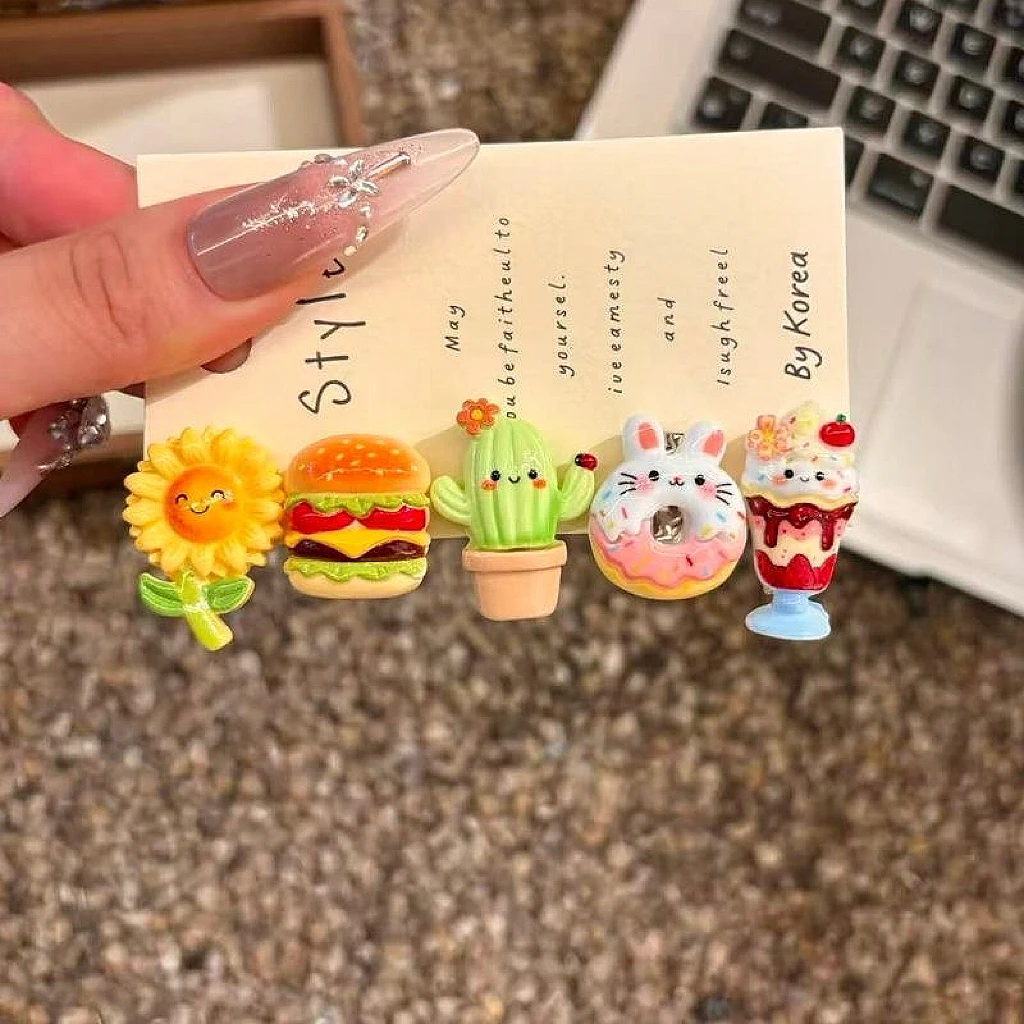 5Pcs Cute Popsicle Ice Cream Hair Clips Colorful Mini Kawaii Barrettes for Women Girls Kids Daily Party Hair Accessories Gift