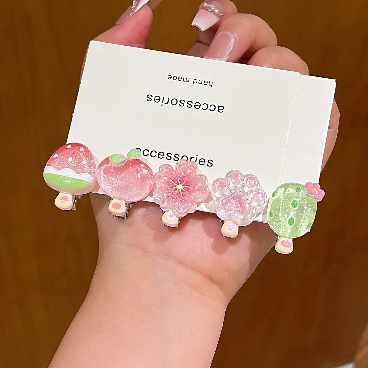 5Pcs Cute Popsicle Ice Cream Hair Clips Colorful Mini Kawaii Barrettes for Women Girls Kids Daily Party Hair Accessories Gift