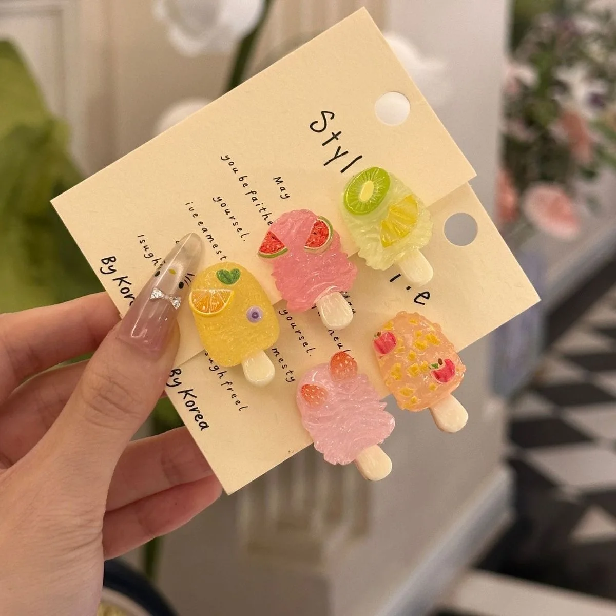 5Pcs Cute Popsicle Ice Cream Hair Clips Colorful Mini Kawaii Barrettes for Women Girls Kids Daily Party Hair Accessories Gift