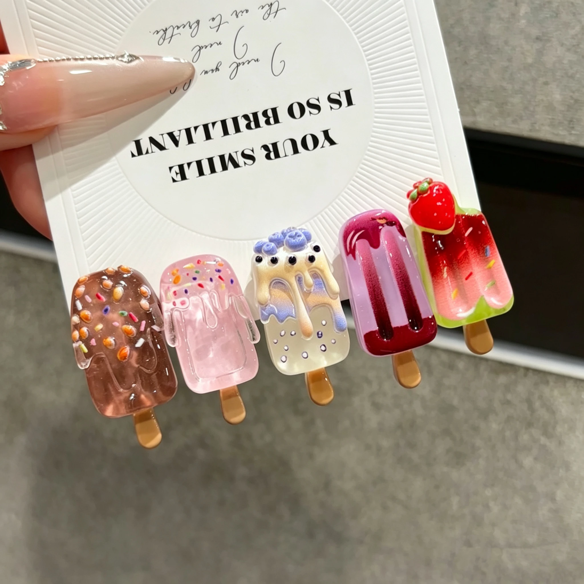 5Pcs Cute Popsicle Ice Cream Hair Clips Colorful Mini Kawaii Barrettes for Women Girls Kids Daily Party Hair Accessories Gift