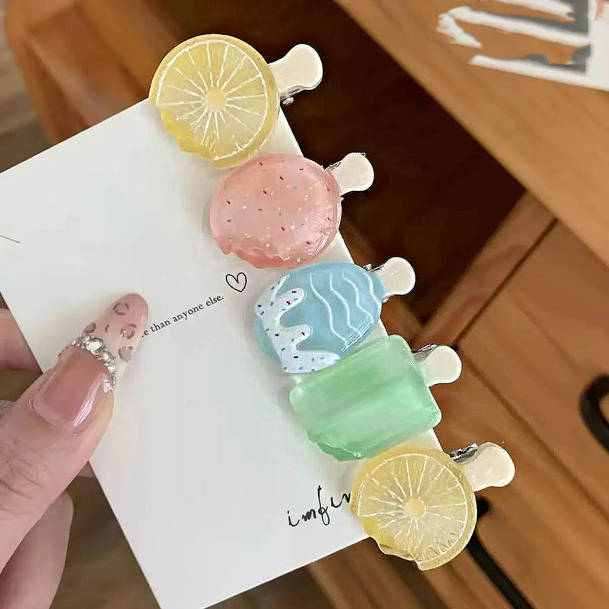 5Pcs Cute Popsicle Ice Cream Hair Clips Colorful Mini Kawaii Barrettes for Women Girls Kids Daily Party Hair Accessories Gift