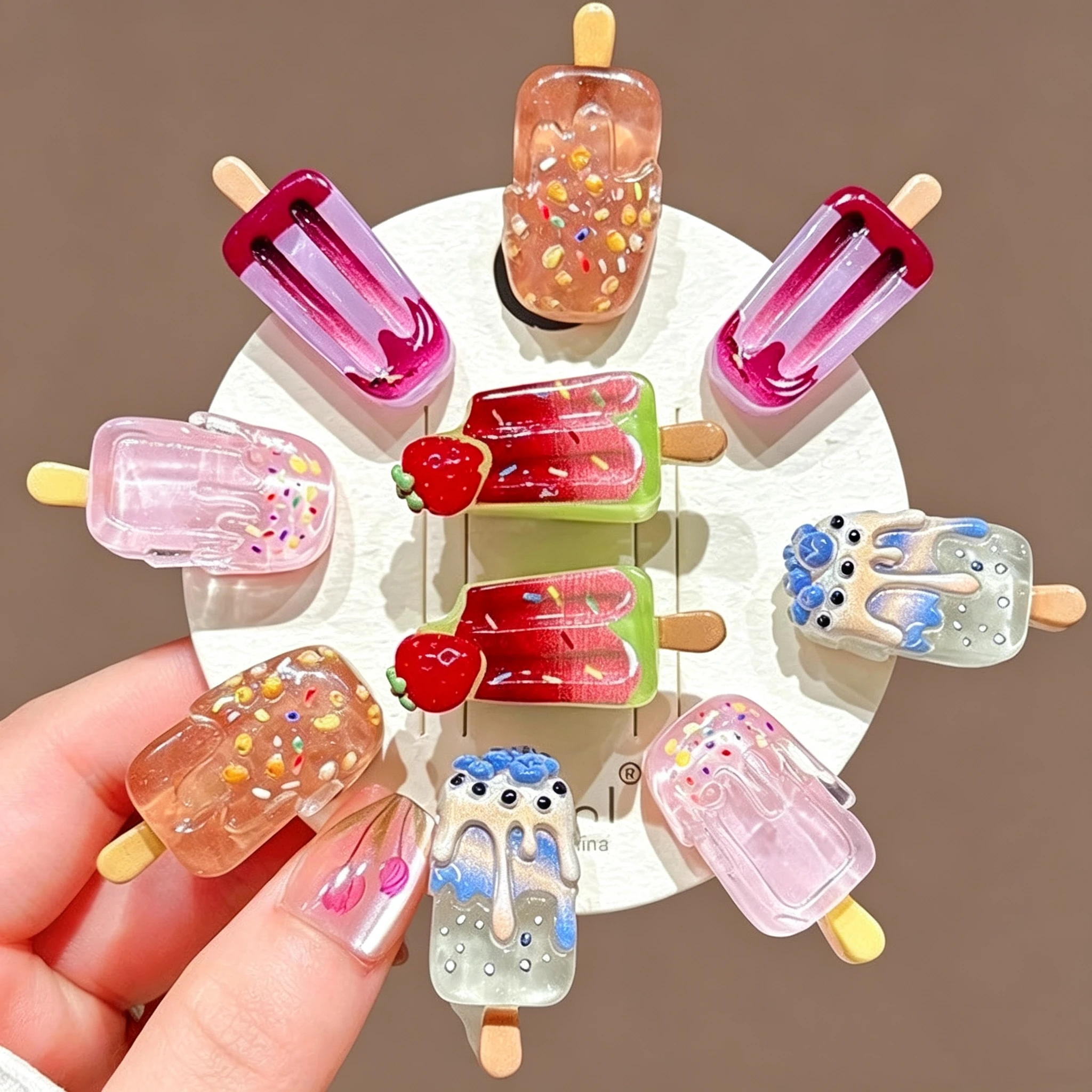 5Pcs Cute Popsicle Ice Cream Hair Clips Colorful Mini Kawaii Barrettes for Women Girls Kids Daily Party Hair Accessories Gift