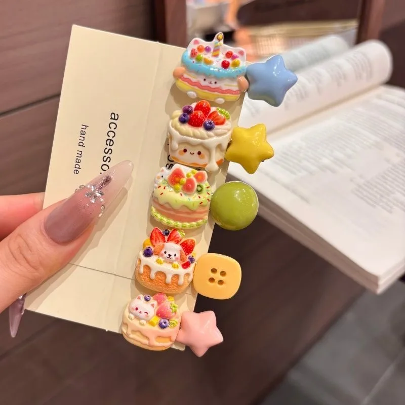 5Pcs Cute Popsicle Ice Cream Hair Clips Colorful Mini Kawaii Barrettes for Women Girls Kids Daily Party Hair Accessories Gift