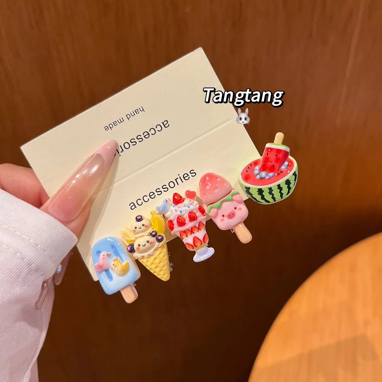 5Pcs Cute Popsicle Ice Cream Hair Clips Colorful Mini Kawaii Barrettes for Women Girls Kids Daily Party Hair Accessories Gift
