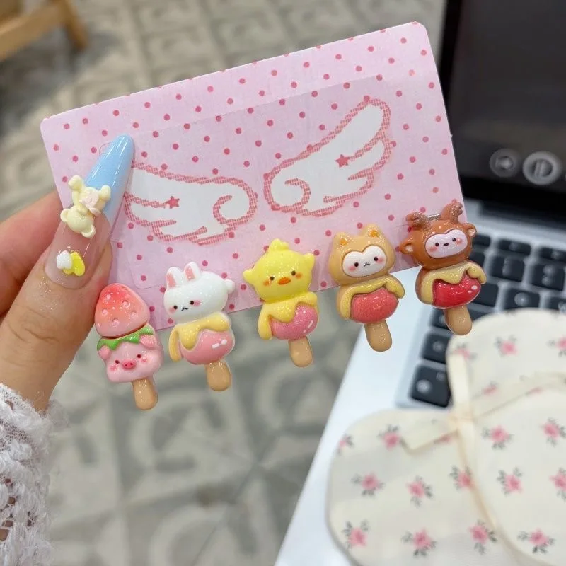 5Pcs Cute Popsicle Ice Cream Hair Clips Colorful Mini Kawaii Barrettes for Women Girls Kids Daily Party Hair Accessories Gift