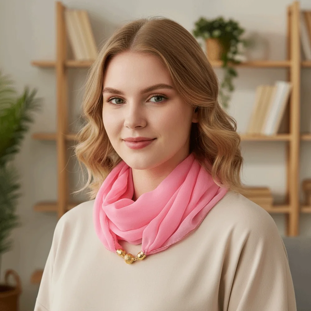 Neck Protection Soft Cotton Magnetic Scarf 65x65cm Floral Print Square Scarf Magnetic Buckle Women Neckerchief Women Fashion