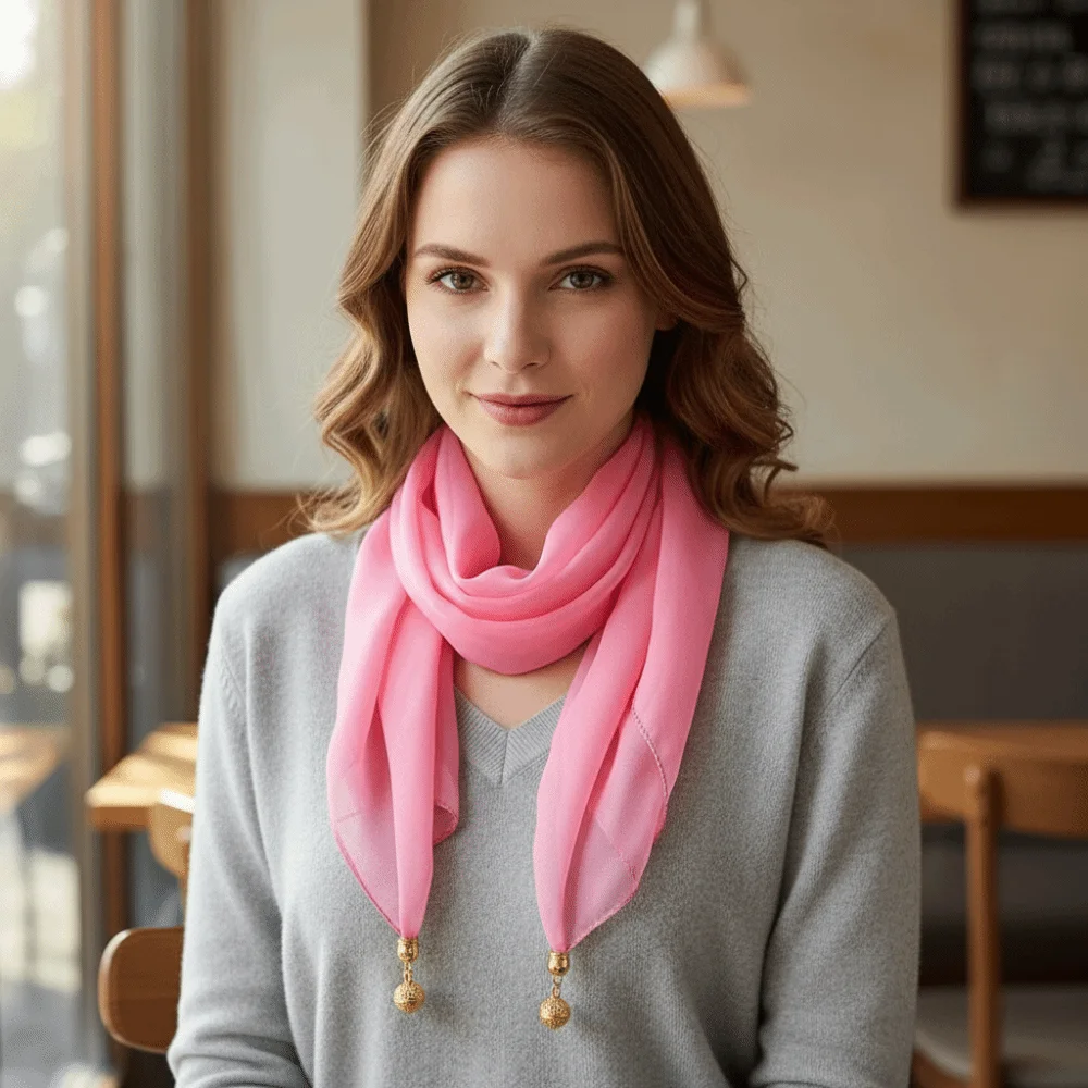 Neck Protection Soft Cotton Magnetic Scarf 65x65cm Floral Print Square Scarf Magnetic Buckle Women Neckerchief Women Fashion