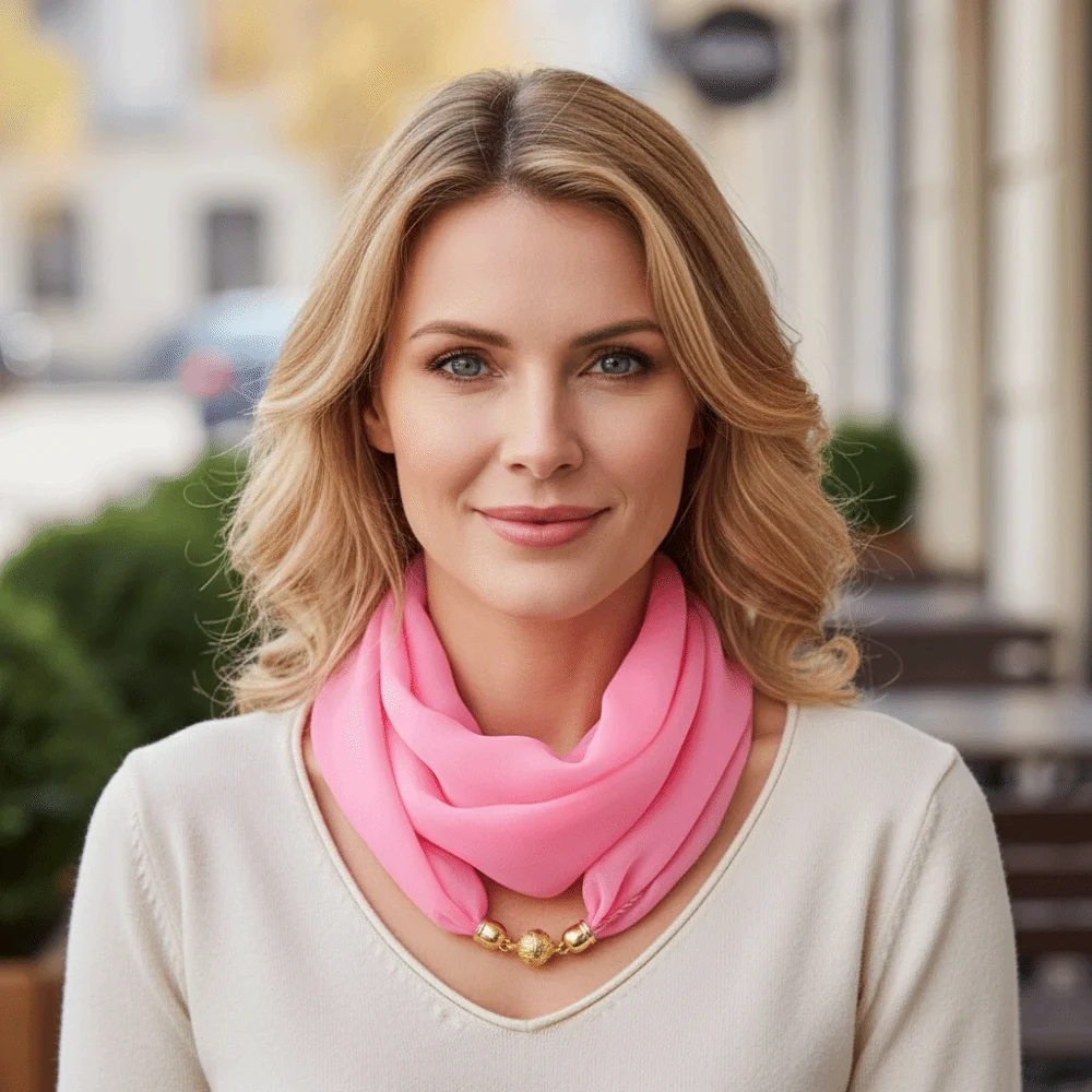 Neck Protection Soft Cotton Magnetic Scarf 65x65cm Floral Print Square Scarf Magnetic Buckle Women Neckerchief Women Fashion