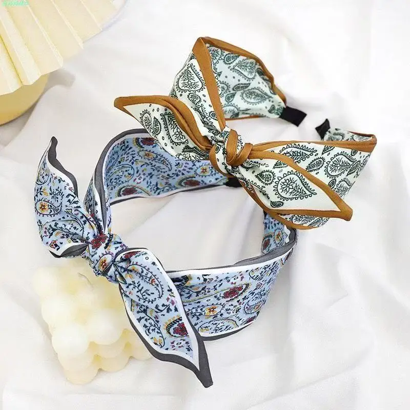 2-Pack Vintage Cashew Flower Bow Headbands, Gentle and Elegant Style, Suitable for Matching with Shirts/Dresses, Daily Outings,