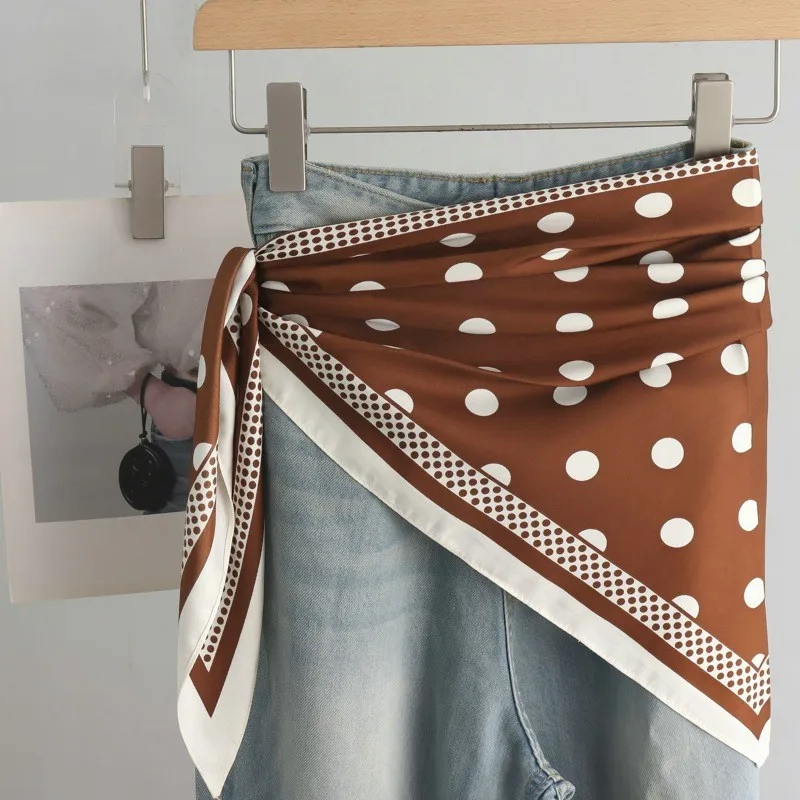 New Stacked Wear Polka Dot Triangle Scarf Waist Tie Triangular Shape Versatile Decorative Headscarf Neck Tie Stylish Layering