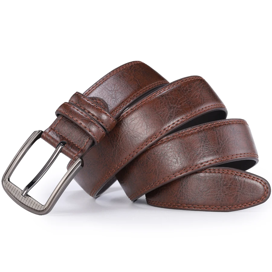 Male Men Casual Fashion Waist Belts Genuine Leather Pin Buckle Luxury Designer Belts for Men Dress Daily Wear Blue Red Brown
