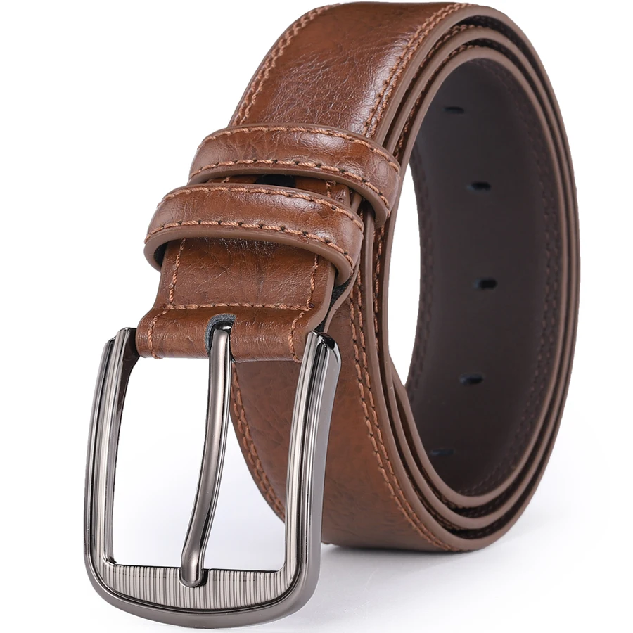 Male Men Casual Fashion Waist Belts Genuine Leather Pin Buckle Luxury Designer Belts for Men Dress Daily Wear Blue Red Brown