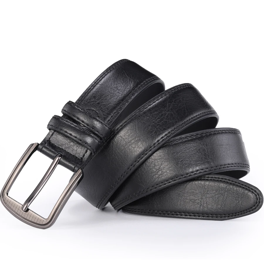 Male Men Casual Fashion Waist Belts Genuine Leather Pin Buckle Luxury Designer Belts for Men Dress Daily Wear Blue Red Brown