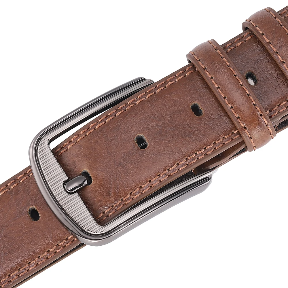 Male Men Casual Fashion Waist Belts Genuine Leather Pin Buckle Luxury Designer Belts for Men Dress Daily Wear Blue Red Brown