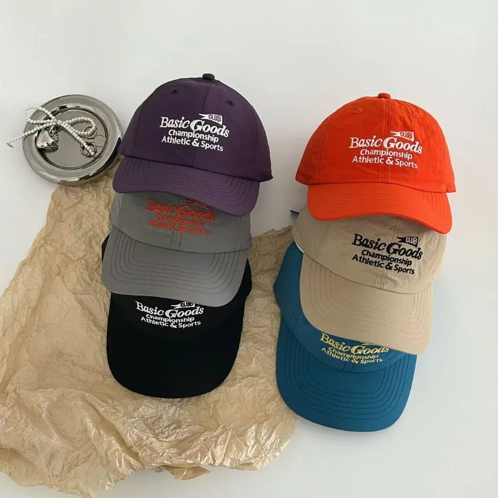 Korean INS Summer Thin Quick Dry Letter Embroidered Baseball Cap UV Protection Peaked Hat Unisex Trendy Casual Sunshade Outdoor