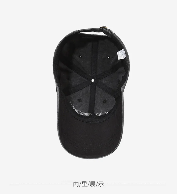 Men's American Wide Brimmed Retro Face Enhancing Little Women's Big Head Circumference Baseball Cap Washed Hat Trendy Cap