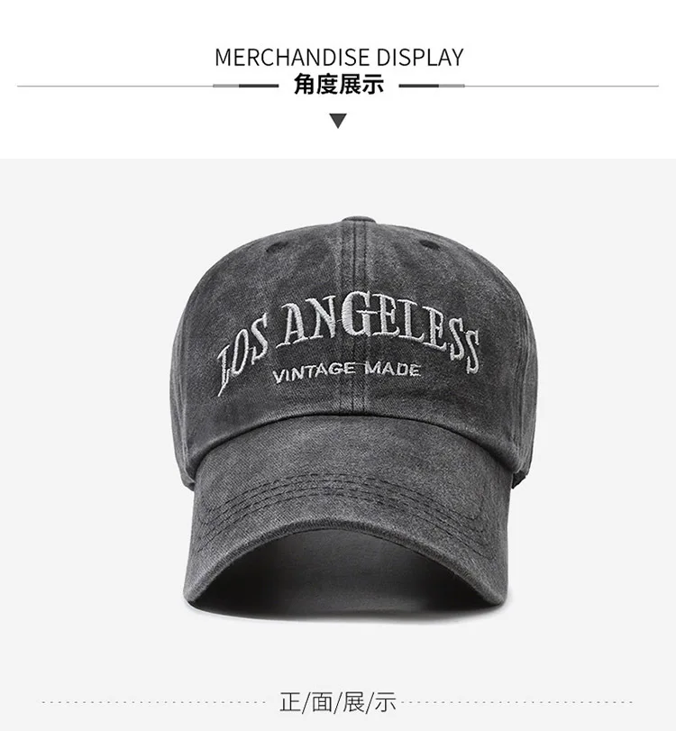 Men's American Wide Brimmed Retro Face Enhancing Little Women's Big Head Circumference Baseball Cap Washed Hat Trendy Cap