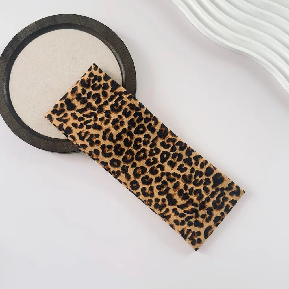 New High Elasticity Leopard Print Headband Wide-brimmed Sweat Absorbing Sports Headband Breathable Yoga Headband Sports