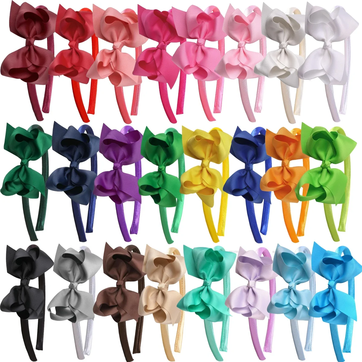 4pcs 4.5inch Grosgrain Ribbon Bows Headbands for Girls Satin Hairbands Hair Bows Headband Party Hair Accessories