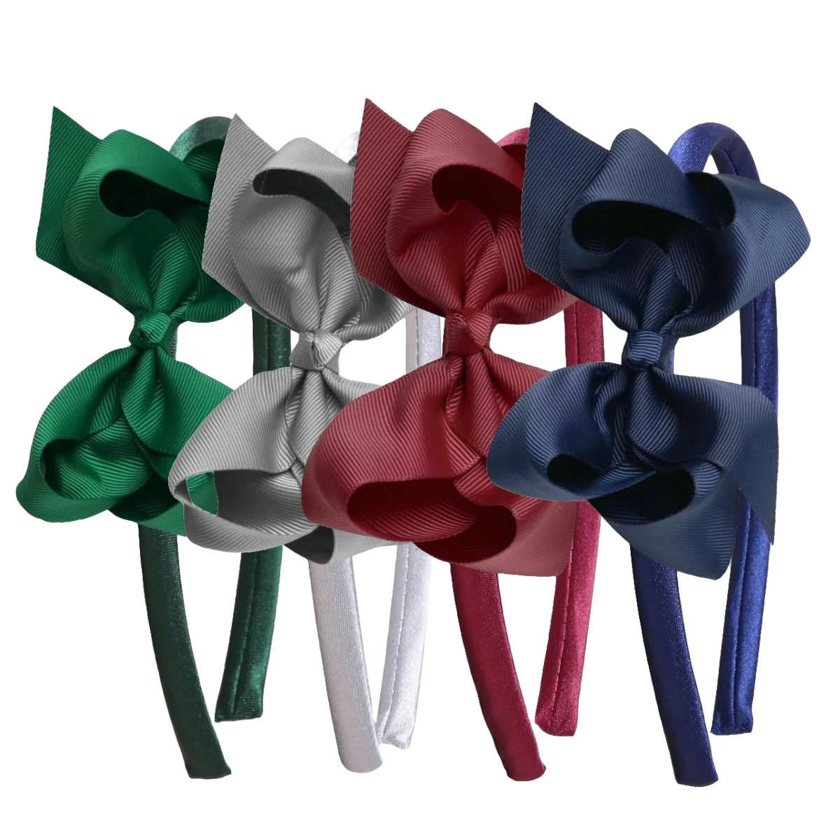 4pcs 4.5inch Grosgrain Ribbon Bows Headbands for Girls Satin Hairbands Hair Bows Headband Party Hair Accessories